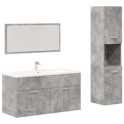Set Mobili da Bagno 3 pz Grigio Cemento in Legno Multistrato | homemem39