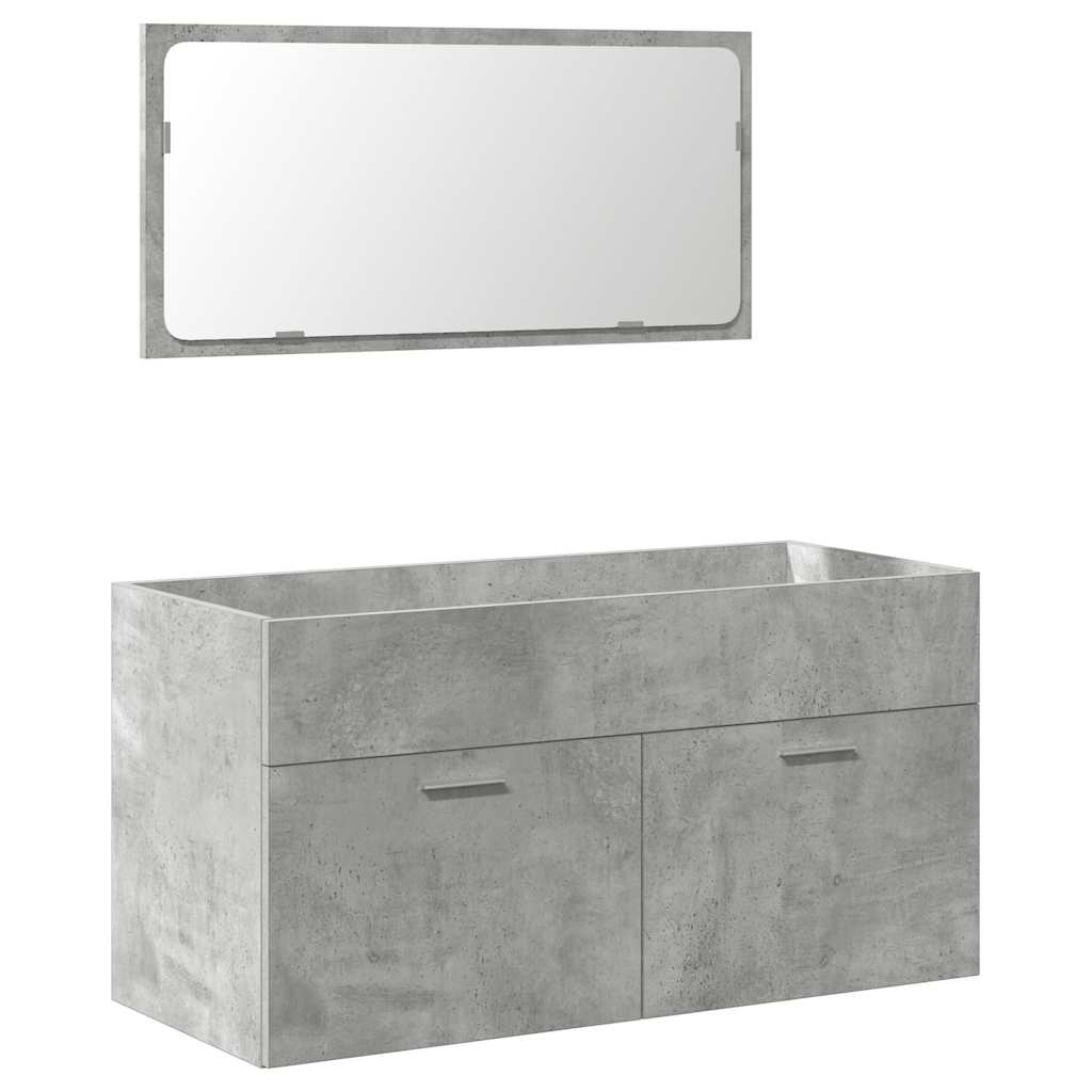 Set Mobili da Bagno 3 pz Grigio Cemento in Legno Multistrato | homemem39