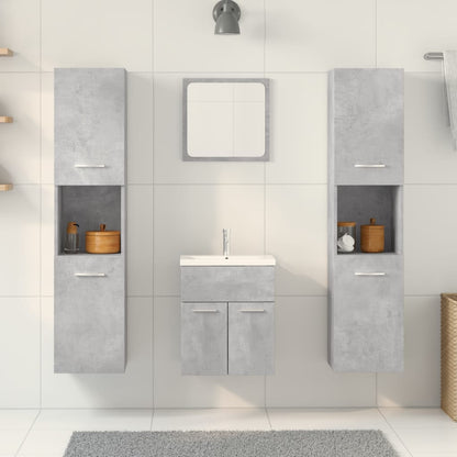 Set Mobili da Bagno 4 pz Grigio Cemento in Legno Multistrato | homemem39