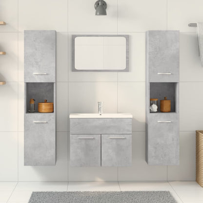 Set Mobili da Bagno 4 pz Grigio Cemento in Legno Multistrato