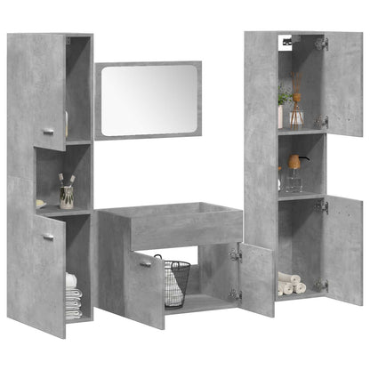 Set Mobili da Bagno 4 pz Grigio Cemento in Legno Multistrato