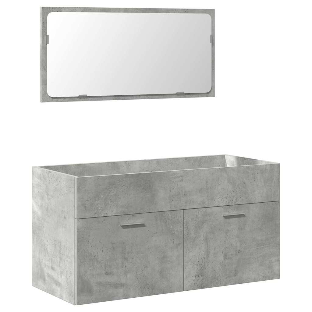 Set Mobili da Bagno 4 pz Grigio Cemento in Legno Multistrato | homemem39