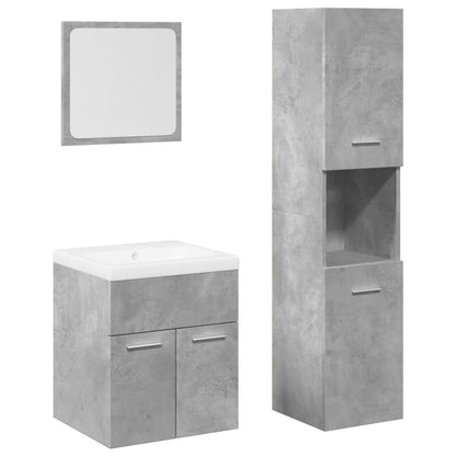 Set Mobili da Bagno 4 pz Grigio Cemento in Legno Multistrato