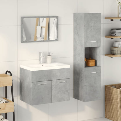 Set Mobili da Bagno 4 pz Grigio Cemento in Legno Multistrato