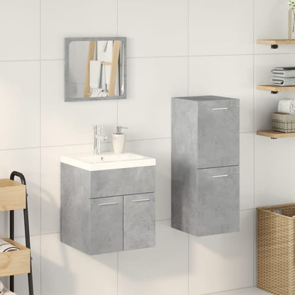 Set Mobili da Bagno 4 pz Grigio Cemento in Legno Multistrato
