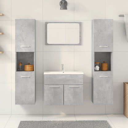 Set Mobili da Bagno 4 pz Grigio Cemento in Legno Multistrato
