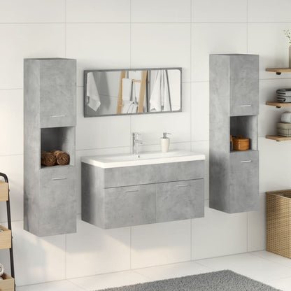 Set Mobili da Bagno 5 pz Grigio Cemento in Legno Multistrato