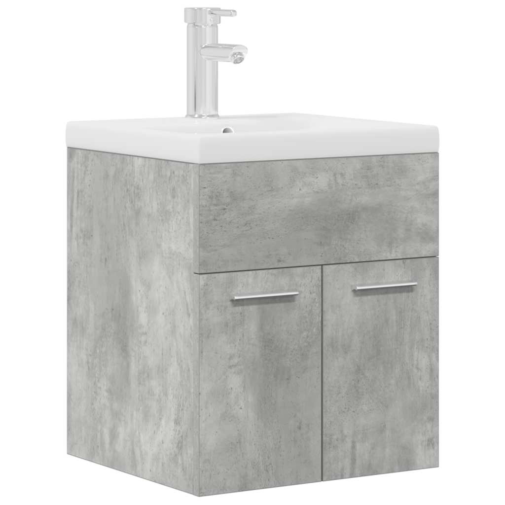 Mobile da Bagno con Lavabo Integrato e Rubinetto Grigio Cemento | homemem39