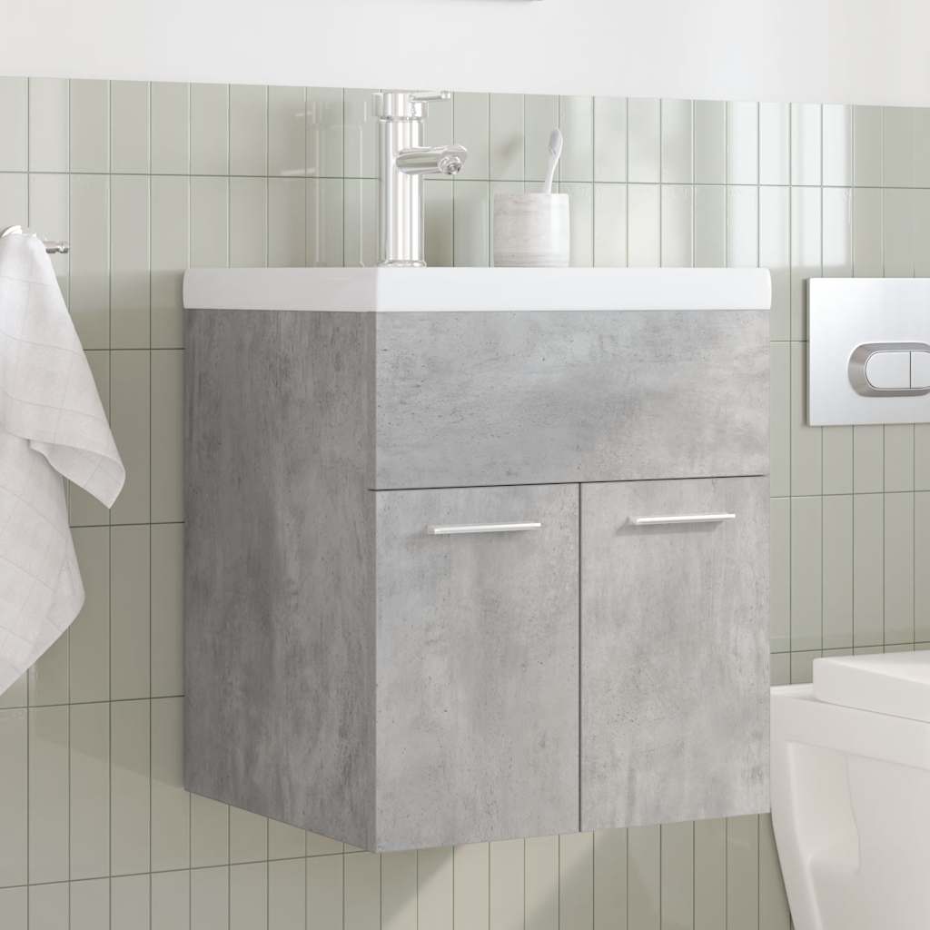 Mobile da Bagno con Lavabo Integrato e Rubinetto Grigio Cemento | homemem39