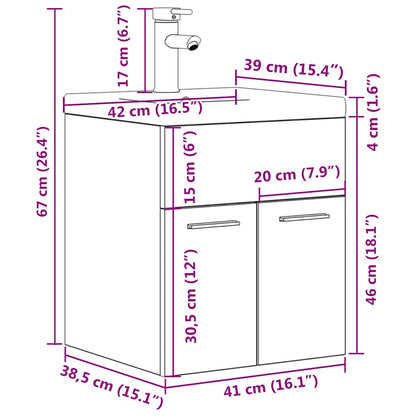 Mobile da Bagno con Lavabo Integrato e Rubinetto Grigio Cemento | homemem39