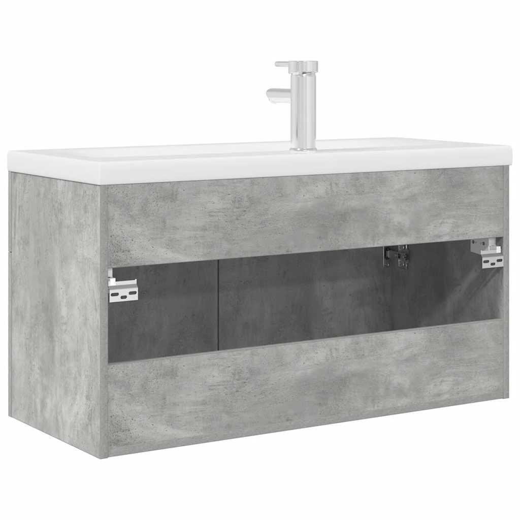 Mobile da Bagno con Lavabo Integrato e Rubinetto Grigio Cemento | homemem39