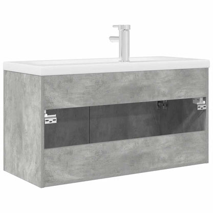 Mobile da Bagno con Lavabo Integrato e Rubinetto Grigio Cemento
