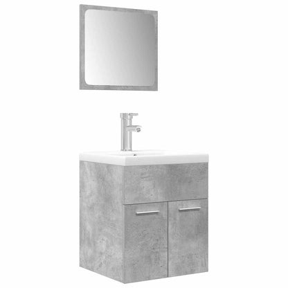 Set Mobili da Bagno 3 pz Grigio Cemento in Legno Multistrato | homemem39