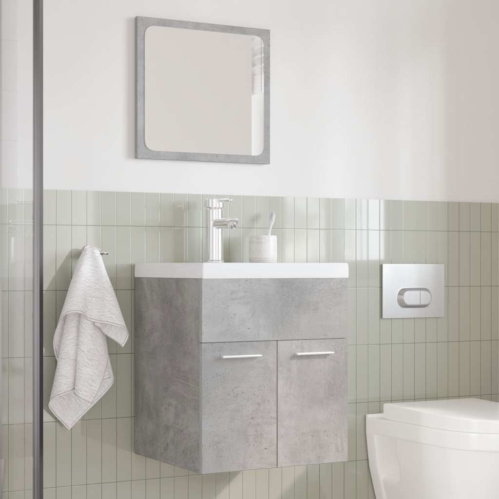 Set Mobili da Bagno 3 pz Grigio Cemento in Legno Multistrato | homemem39