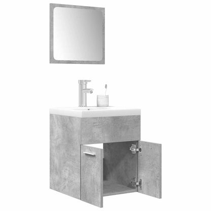 Set Mobili da Bagno 3 pz Grigio Cemento in Legno Multistrato | homemem39