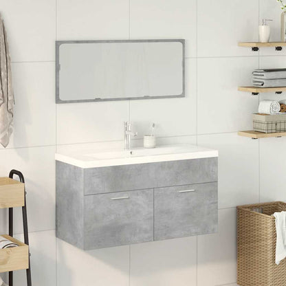Set Mobili da Bagno 3 pz Grigio Cemento in Legno Multistrato