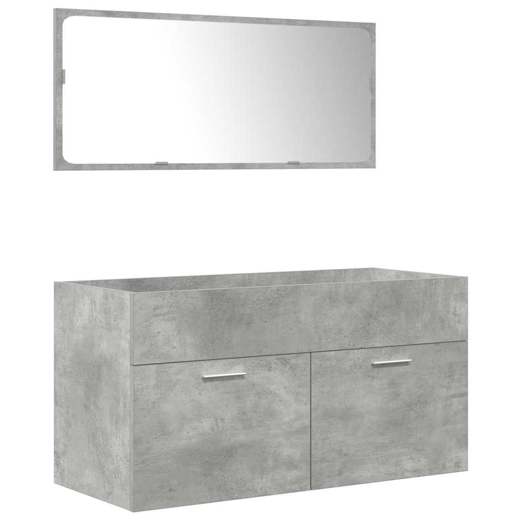 Set Mobili da Bagno 3 pz Grigio Cemento in Legno Multistrato