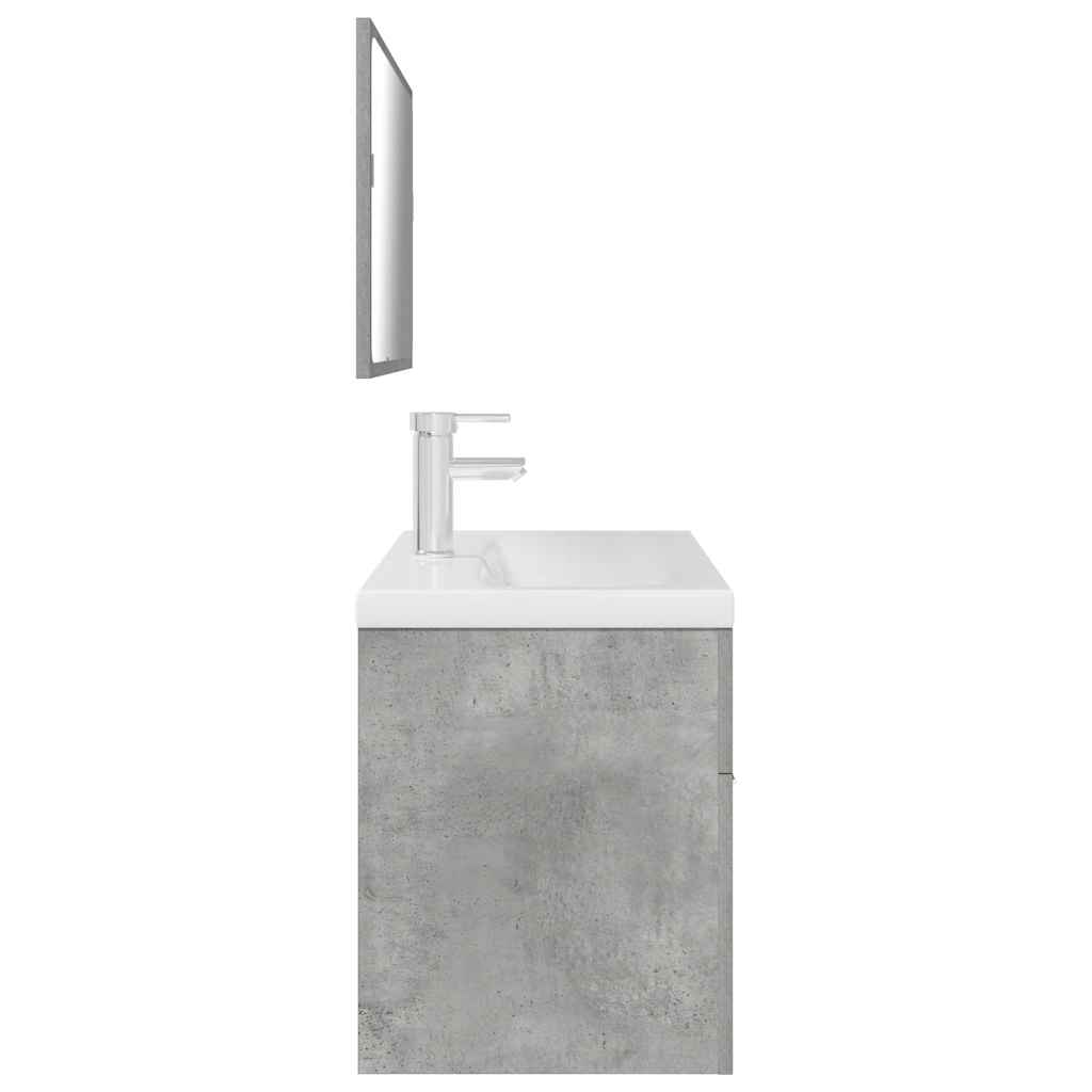 Set Mobili da Bagno 3 pz Grigio Cemento in Legno Multistrato