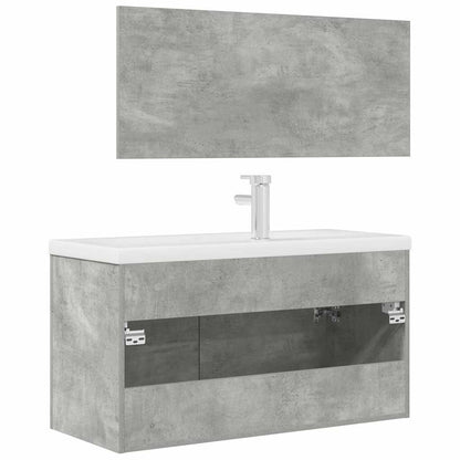 Set Mobili da Bagno 3 pz Grigio Cemento in Legno Multistrato