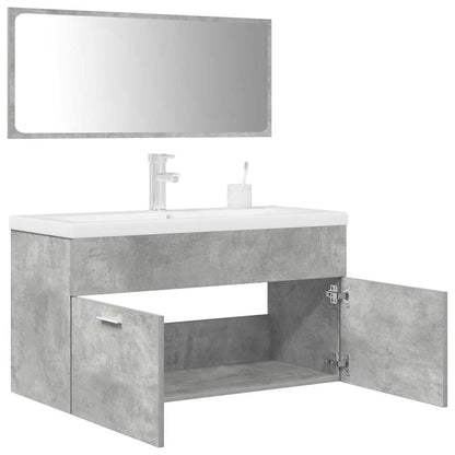 Set Mobili da Bagno 3 pz Grigio Cemento in Legno Multistrato