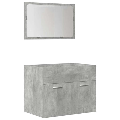 Set Mobili da Bagno 5 pz Grigio Cemento in Legno Multistrato