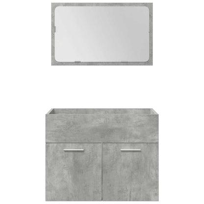 Set Mobili da Bagno 5 pz Grigio Cemento in Legno Multistrato