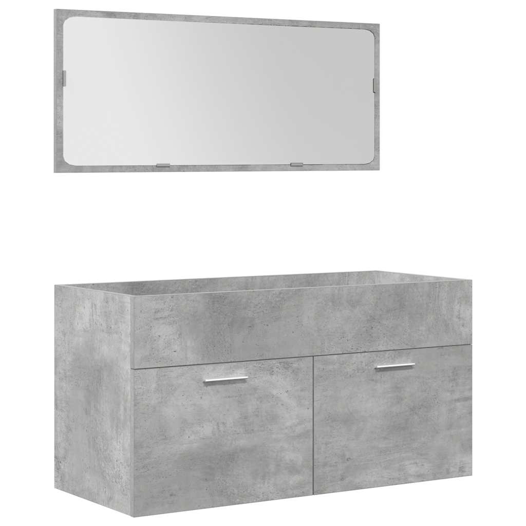 Set Mobili da Bagno 5 pz Grigio Cemento in Legno Multistrato