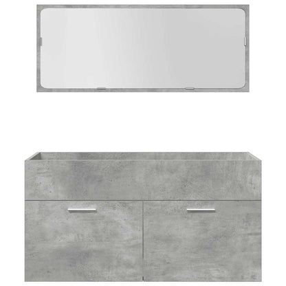 Set Mobili da Bagno 5 pz Grigio Cemento in Legno Multistrato