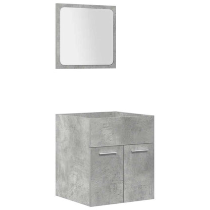 Set Mobili da Bagno 4 pz Grigio Cemento in Legno Multistrato