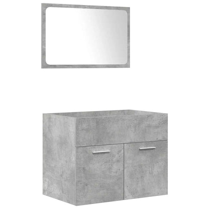 Set Mobili da Bagno 4 pz Grigio Cemento in Legno Multistrato