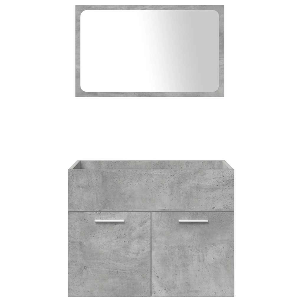 Set Mobili da Bagno 4 pz Grigio Cemento in Legno Multistrato