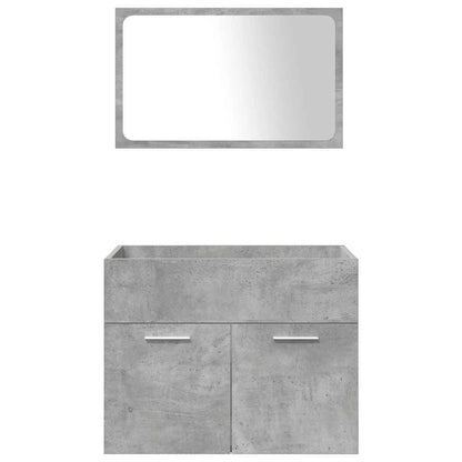 Set Mobili da Bagno 4 pz Grigio Cemento in Legno Multistrato