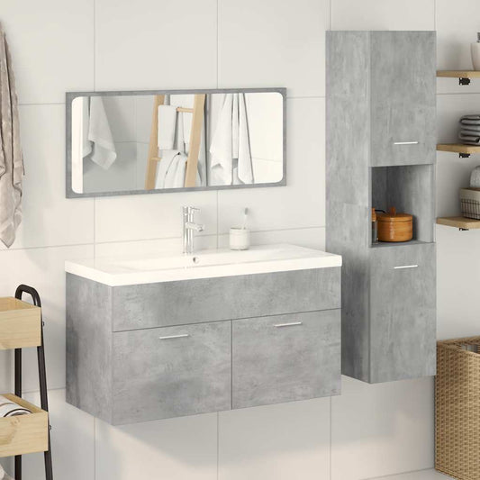 Set Mobili da Bagno 4 pz Grigio Cemento in Legno Multistrato | homemem39