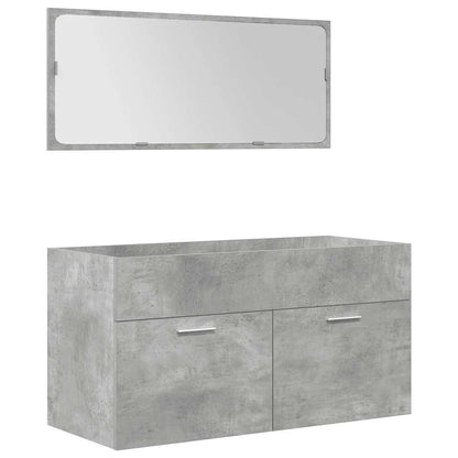 Set Mobili da Bagno 4 pz Grigio Cemento in Legno Multistrato