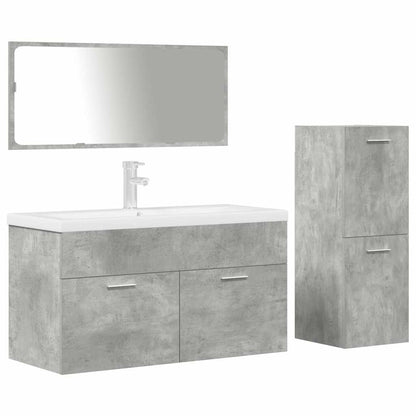 Set Mobili da Bagno 4 pz Grigio Cemento in Legno Multistrato