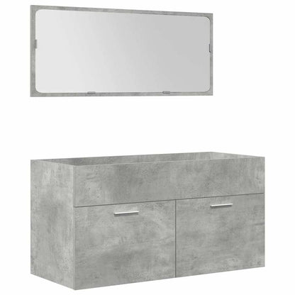 Set Mobili da Bagno 4 pz Grigio Cemento in Legno Multistrato