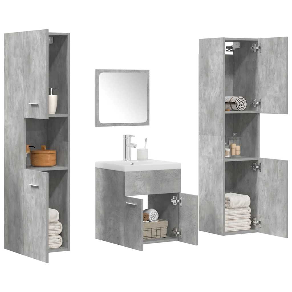 Set Mobili da Bagno 5 pz Grigio Cemento in Legno Multistrato | homemem39