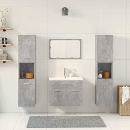 Set Mobili da Bagno 5 pz Grigio Cemento in Legno Multistrato