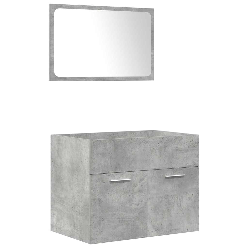 Set Mobili da Bagno 5 pz Grigio Cemento in Legno Multistrato