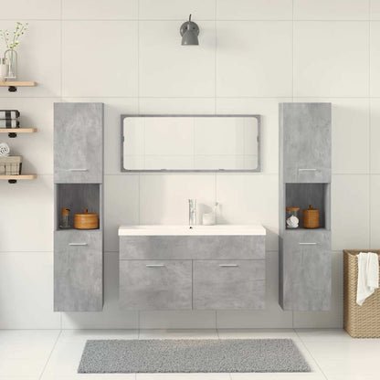Set Mobili da Bagno 5 pz Grigio Cemento in Legno Multistrato