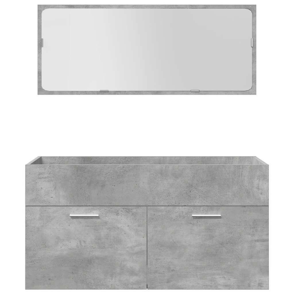 Set Mobili da Bagno 5 pz Grigio Cemento in Legno Multistrato
