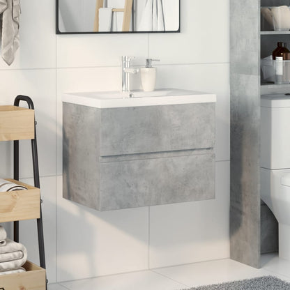 Set Mobili da Bagno 2 pz Grigio Cemento in Legno Multistrato | homemem39