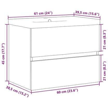 Set Mobili da Bagno 2 pz Grigio Cemento in Legno Multistrato | homemem39