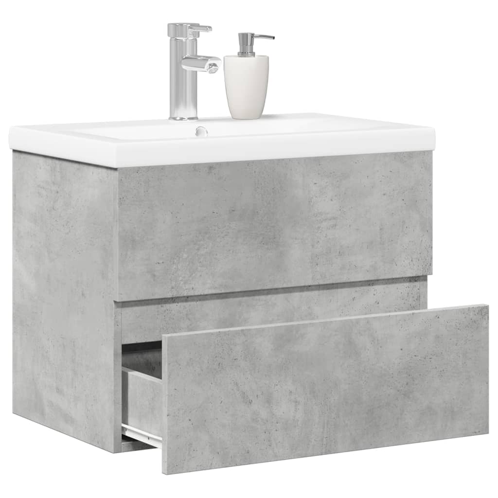 Set Mobili da Bagno 2 pz Grigio Cemento in Legno Multistrato | homemem39