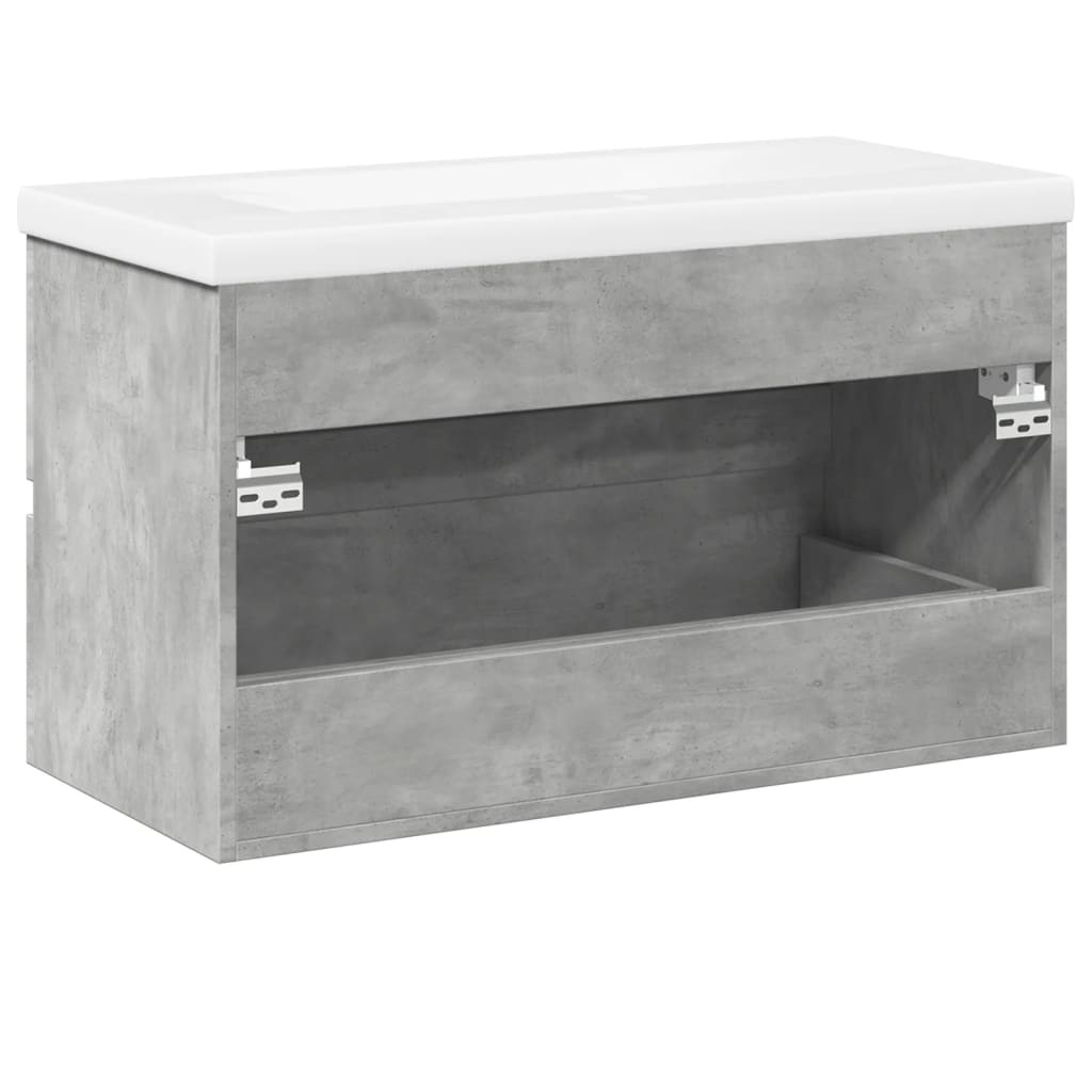 Set Mobili da Bagno 2 pz Grigio Cemento in Legno Multistrato | homemem39