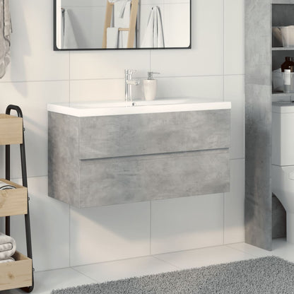 Set Mobili da Bagno 2 pz Grigio Cemento in Legno Multistrato | homemem39