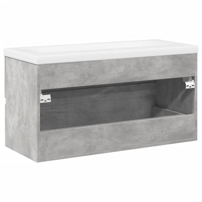 Set Mobili da Bagno 2 pz Grigio Cemento in Legno Multistrato | homemem39