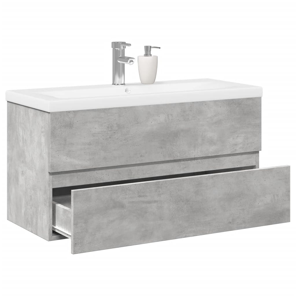 Set Mobili da Bagno 2 pz Grigio Cemento in Legno Multistrato | homemem39