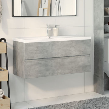 Set Mobili da Bagno 2 pz Grigio Cemento in Legno Multistrato | homemem39
