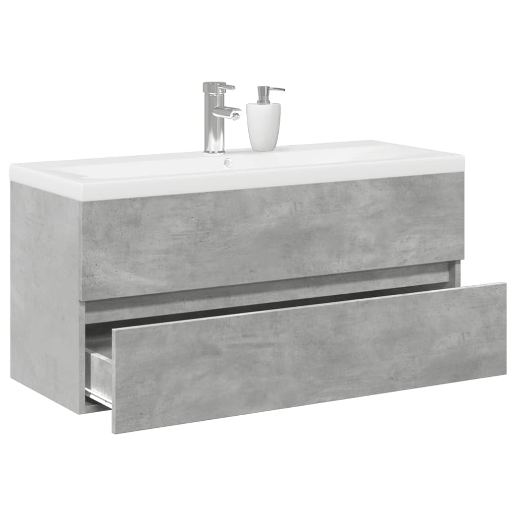 Set Mobili da Bagno 2 pz Grigio Cemento in Legno Multistrato | homemem39